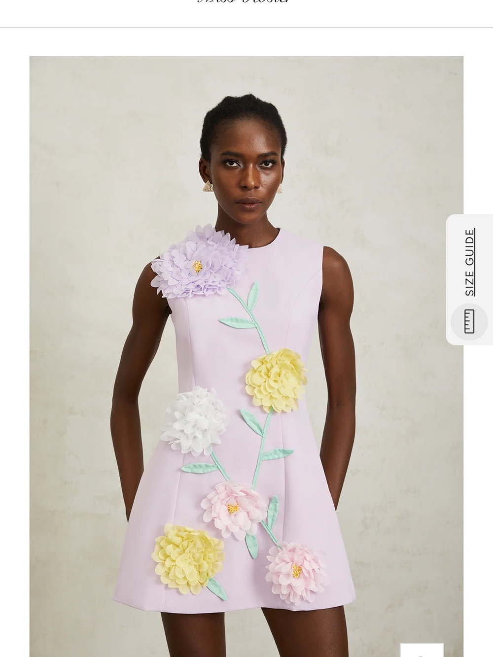 Lavender Floral Appliqué Mini Dress - Picture 1 of 3